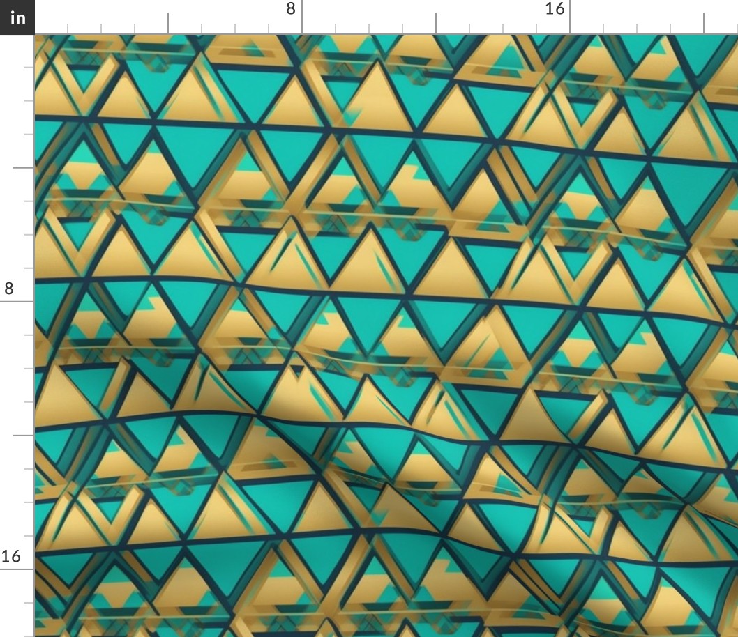 egyptian pyramids in gold and turquoise