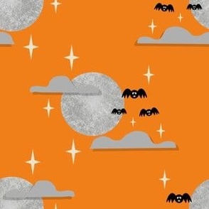 Halloween Moonlight Bats Orange