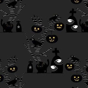 Halloween Haunted Tree//Graves//Jack-O-Lantern//Crow Black