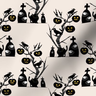 Halloween Haunted Tree//Graves//Jack-O-Lantern//Crow Pearl