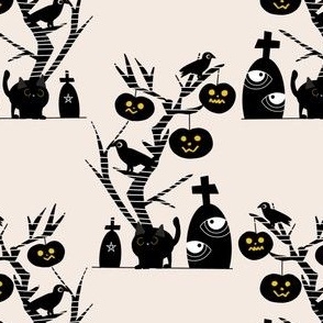 Halloween Haunted Tree//Graves//Jack-O-Lantern//Crow Pearl
