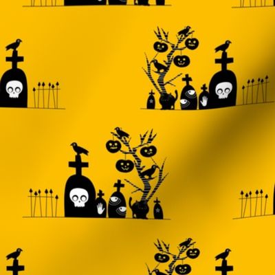 Halloween Spooky Graveyard Yellow
