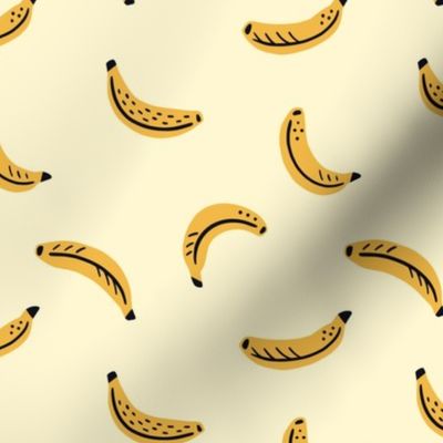 Graphic bananas on light background - yellow tropical fruits