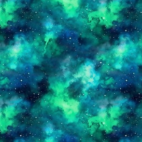 galaxy in teal and green and blue 