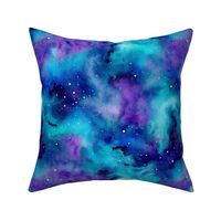 galaxy in teal and purple and blue 