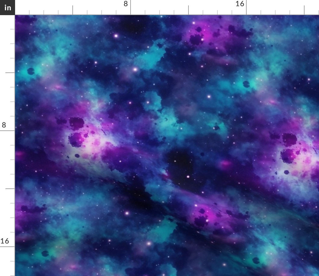 nebula galaxy in teal and purple and blue 