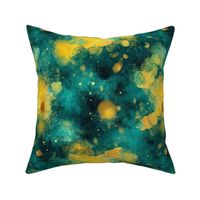 galaxy in teal and yellow in space
