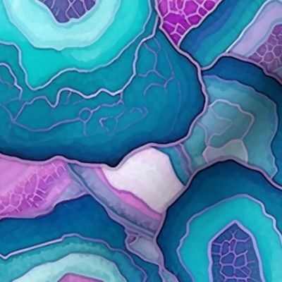 geode in teal and magenta and blue 