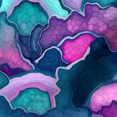 geode in teal and fuschia and blue