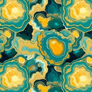 geode in teal and yellow