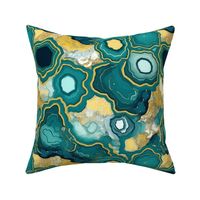 geode in teal and yellow and gold