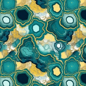 geode in teal and yellow and gold