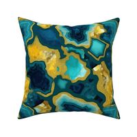 geode in teal and yellow and blue and gold