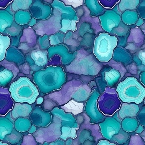 geode pattern in teal and purple 
