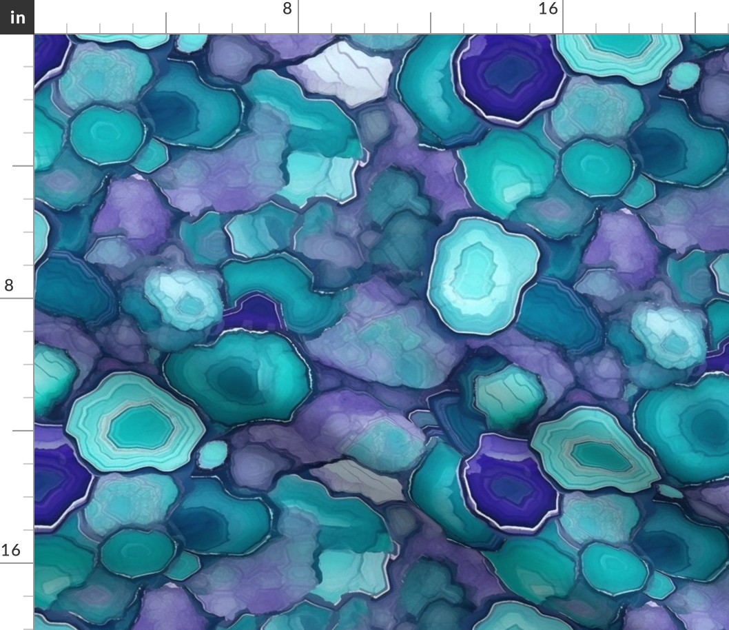 geode pattern in teal and purple 