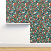 hearts floral tapestry