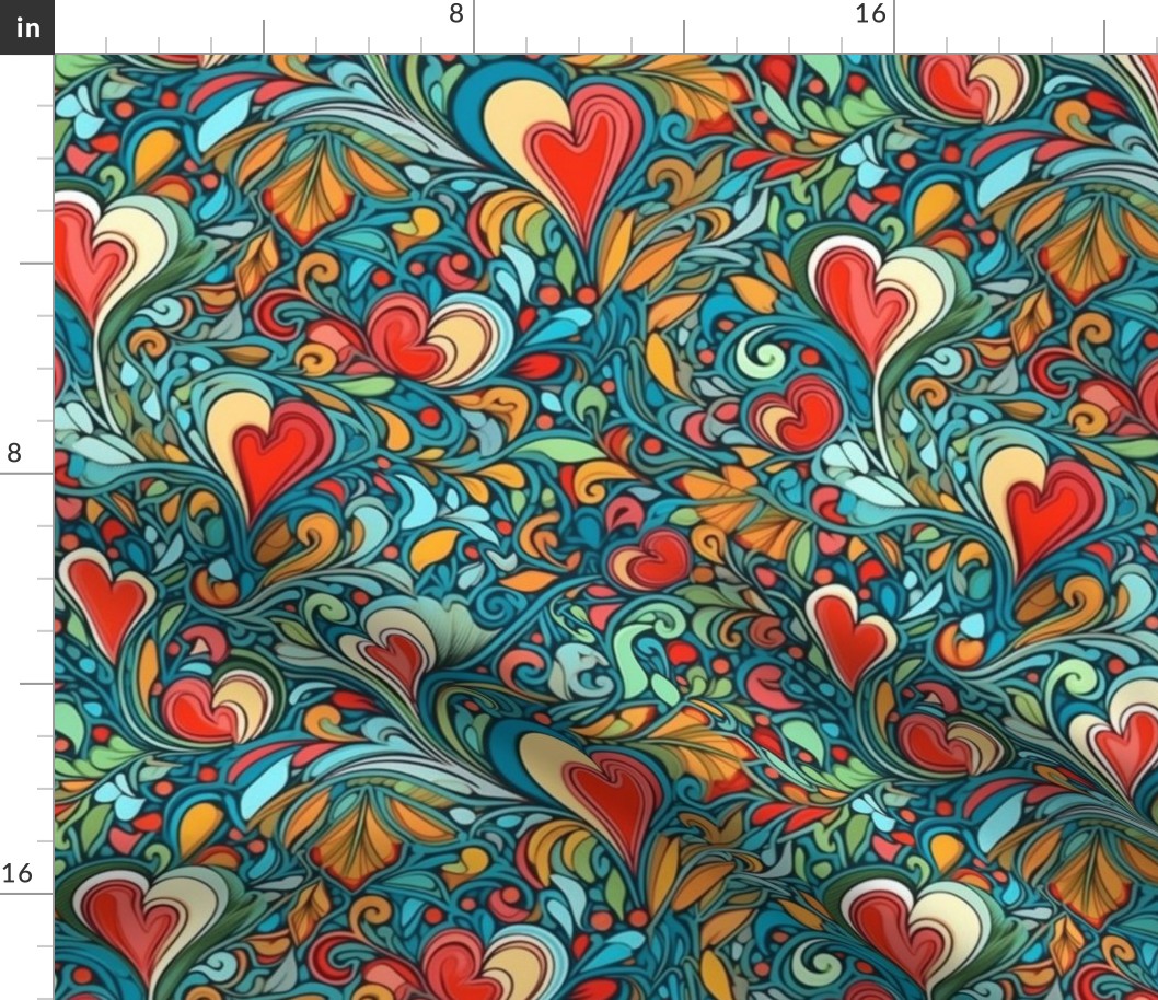 hearts floral tapestry