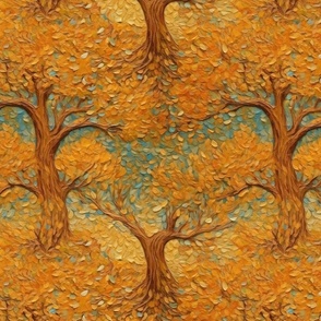impasto autumn tree