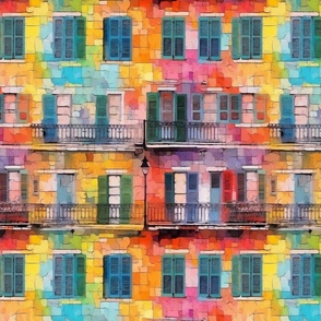 Bright Color Balconies in the French Quarter