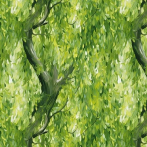 impasto green willow tree