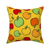 Large Scale Farm Stand Colorful Apples on Golden Yellow