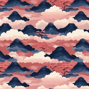 japanese mountains and clouds 