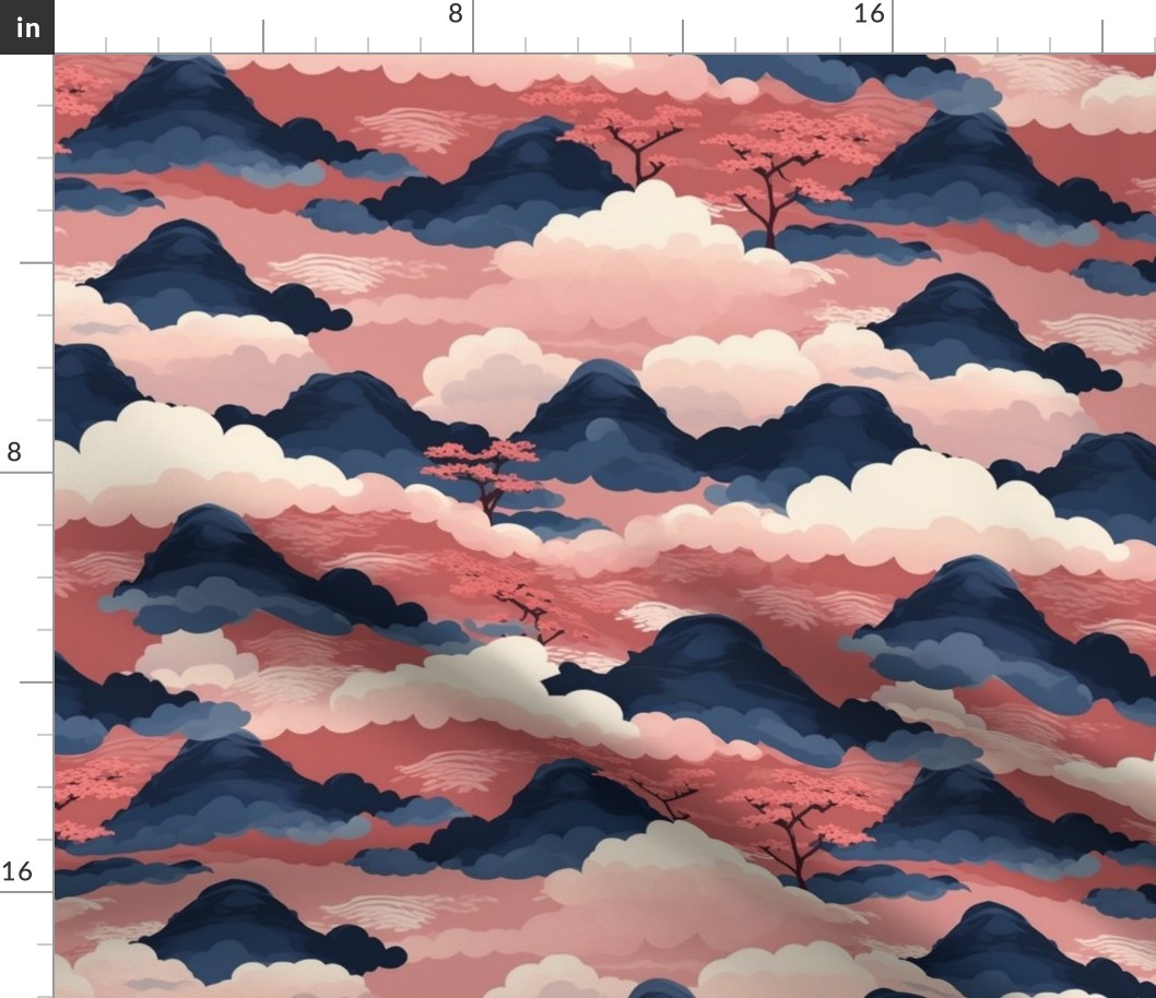 japanese mountains and clouds 