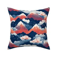japanese mountains and clouds landscape
