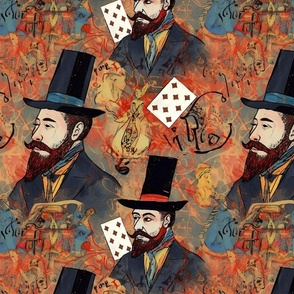 lautrec magician with playing cards