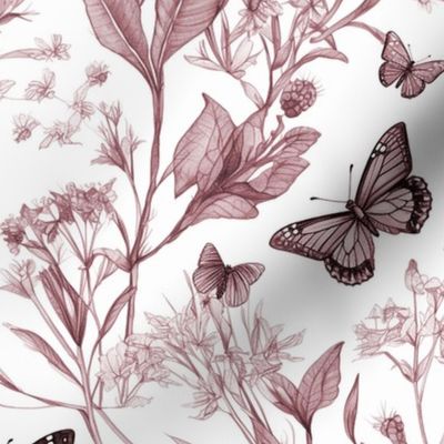 Secret Garden: Watercolour Butterflies Claret