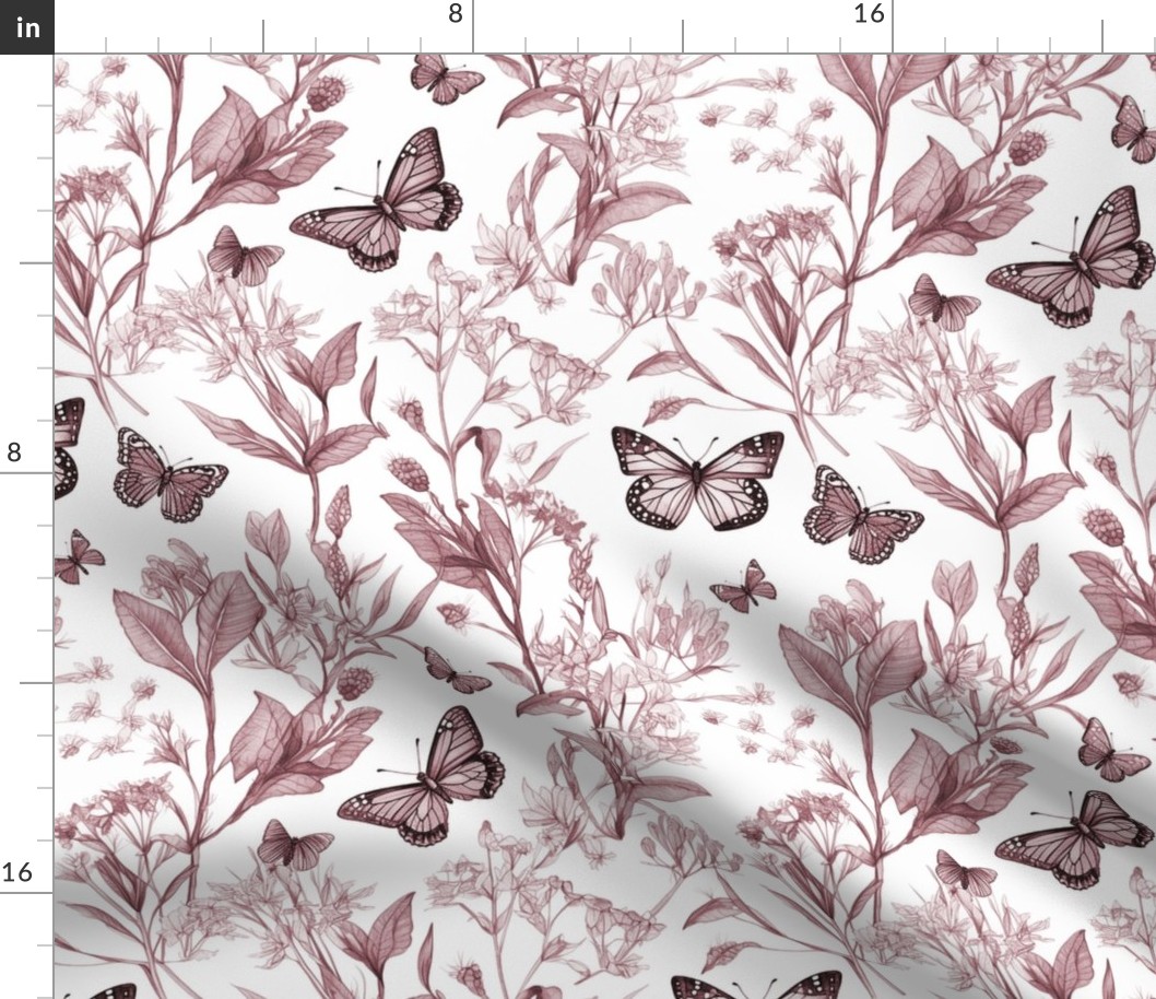Secret Garden: Watercolour Butterflies Claret