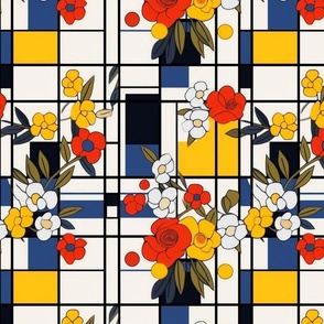 mondrian flowers in red and yellow