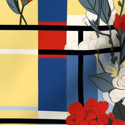 mondrian flowers in red and white