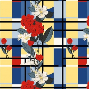mondrian flowers in red and white