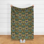 witch owl - big scale - teal - mustard