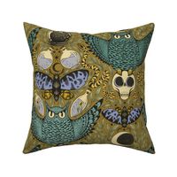witch owl - big scale - teal - mustard