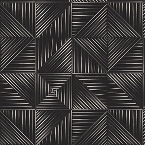 Line Quilt _ Creamy White_ Raisin Black 02 _ Black and White Geometric