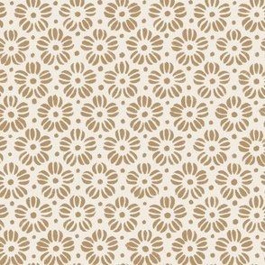 Little Flowers _ Creamy White, Lion Gold Yellow Brown _ Hand Drawn Blender Floral 02