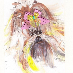 YORKIE IN PINK BOW  by Kaylah Marie  