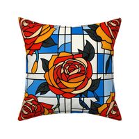 mondrian roses in red and orange