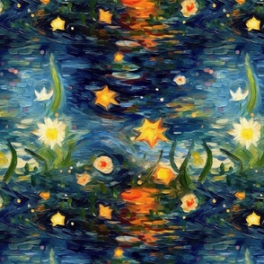 monet flowers and stars