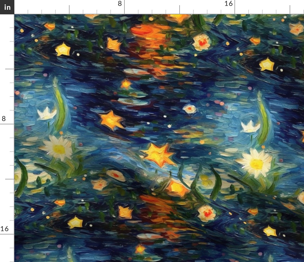 monet flowers and stars