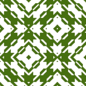 Dark Green Funky Houndstooth / Large