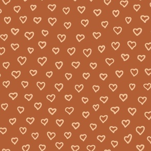 Small hand-drawn terracotta hearts pattern 24x16 in repeat