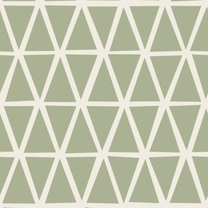 triangles _ creamy white, light sage green _ hand drawn simple geometric