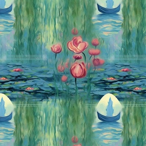 monet and the pink waterlilies