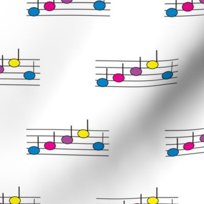 Music Note on Musical Staff Blue Pink Purple Yellow Pattern