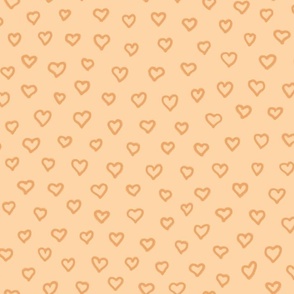 Small hand-drawn orange hearts pattern 24x16 in repeat