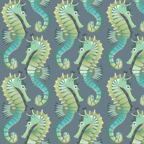 Seahorses on parade (blue-grey)