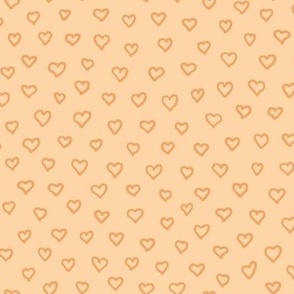 Tiny hand-drawn orange hearts pattern 12x8 in repeat